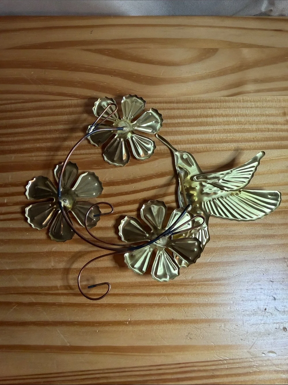 Vintage Homco Brass Hummingbird Wall Decor Set of 4